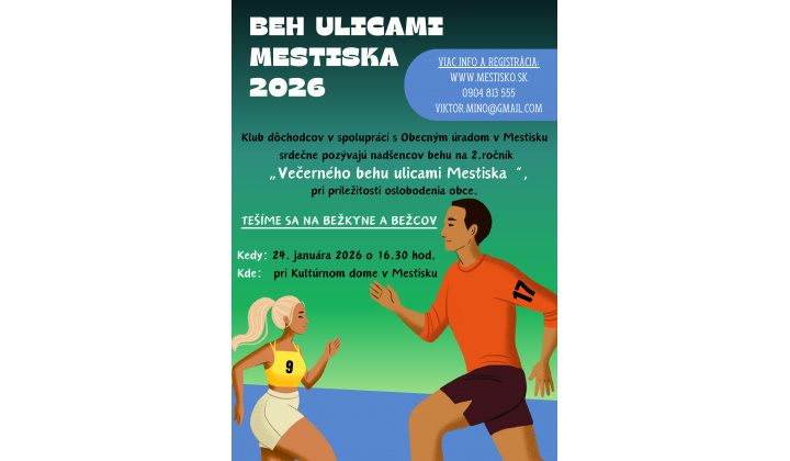 Večerný beh ulicami Mestiska 2026