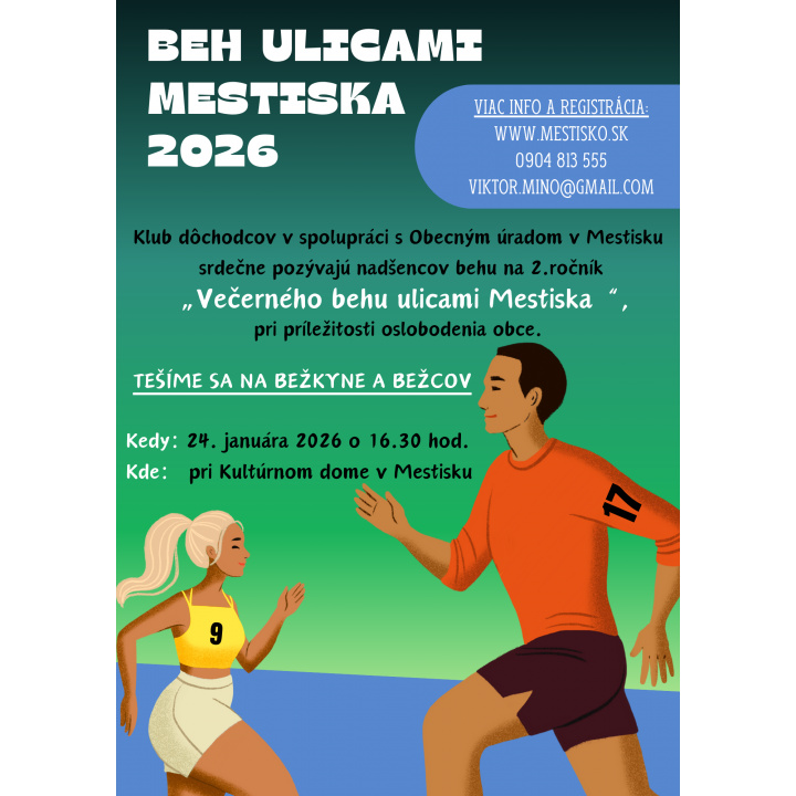 Večerný beh ulicami Mestiska 2026